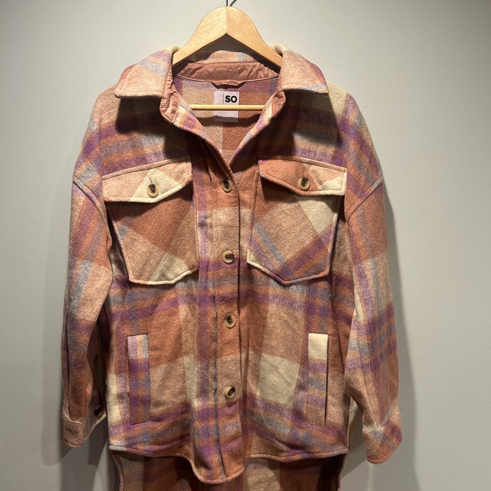 SO Pink and Purple Utility “Shacket”